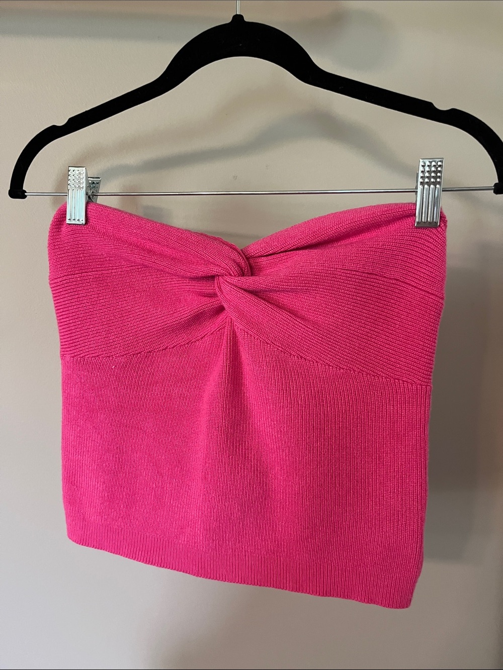 NEVER WORN Women’s Pink Twist-Front Strapless Top